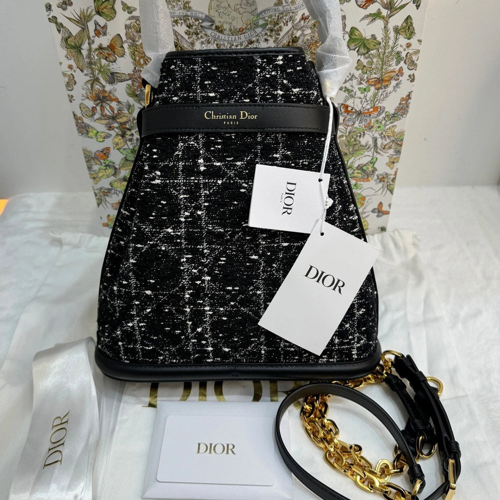 New Dior Medium C'est Tweed Bucket Bag For Women