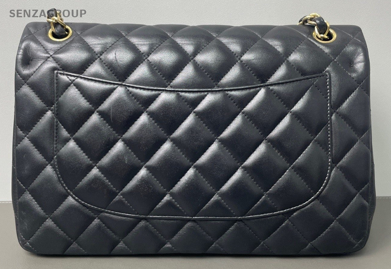 Chanel Classic Flap Jumbo Chain Shoulder Bag Crossbody Black Gold Women