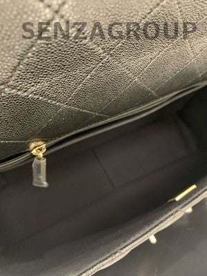 Chanel Classic Flap Black Gold Calfskin Quilted Chain Shoulder Bag