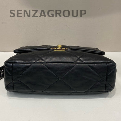 Chanel 19 Medium Lambskin Shoulder Bag Black Gold - Women's Fashion