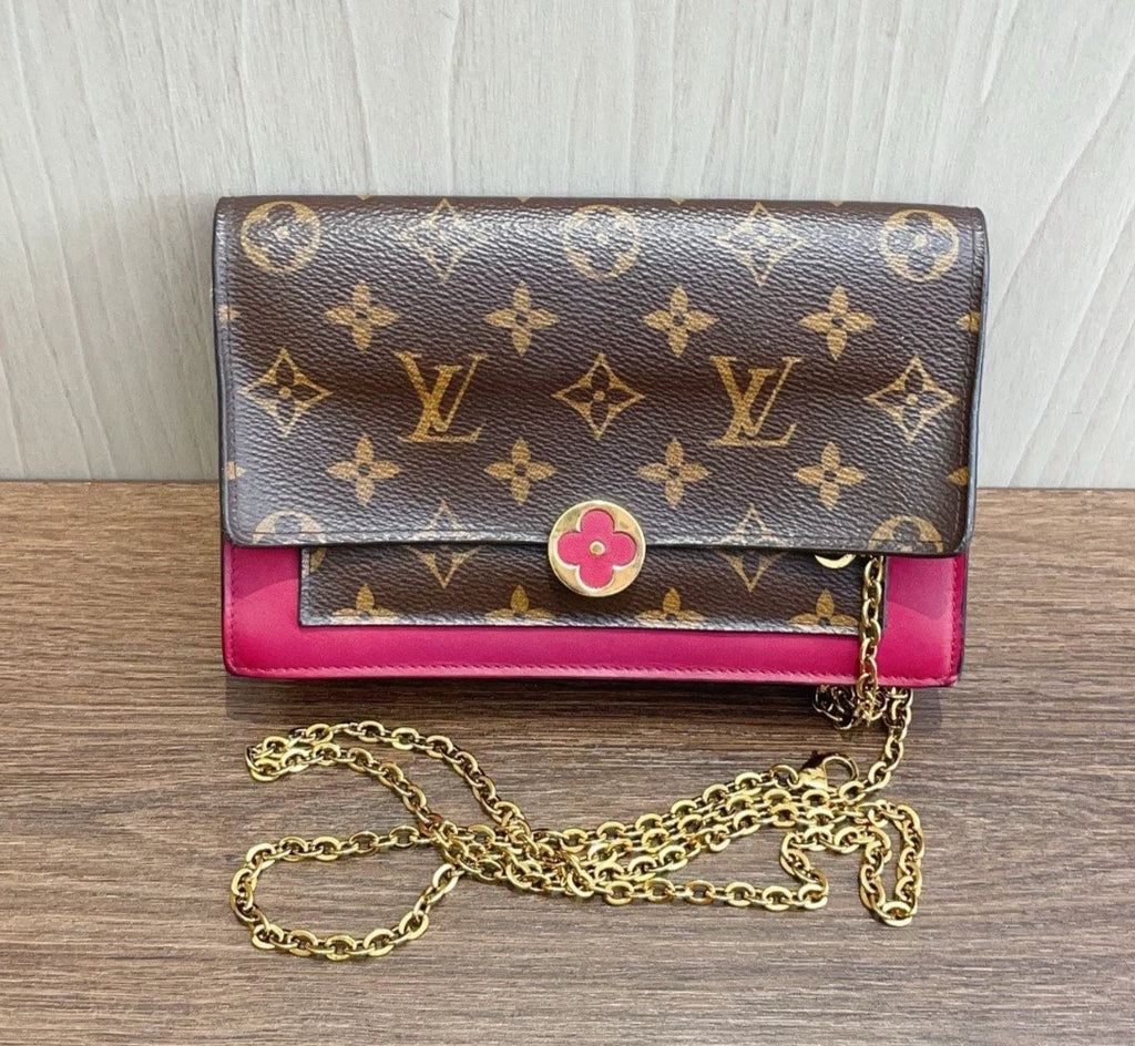 Louis Vuitton Flore WOC Monogram Red Chain Shoulder Bag Women Fashion