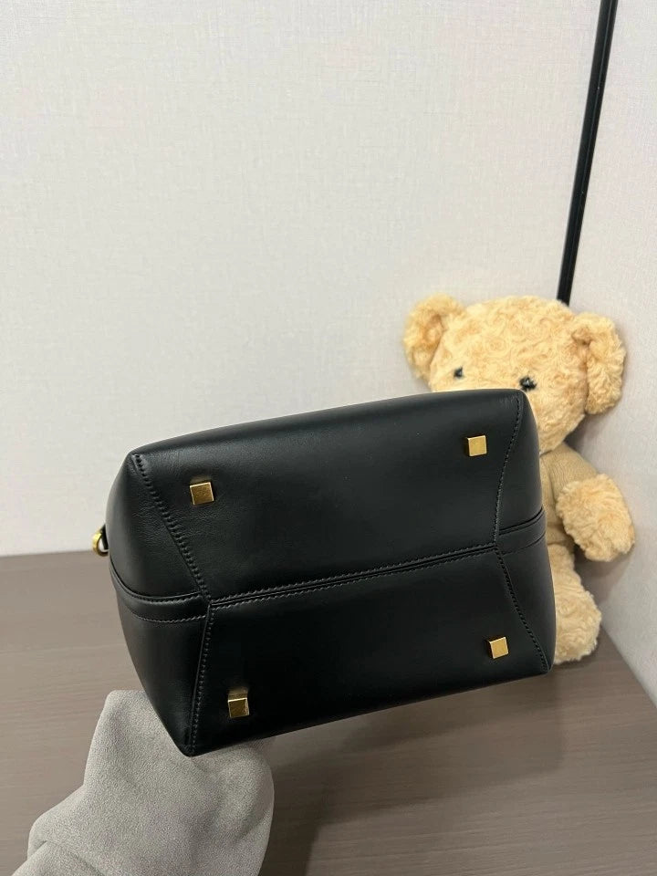 YSL Black Leather Large Bucket Bag For Women