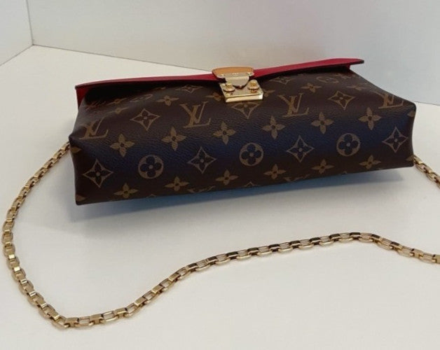Louis Vuitton Pallas Chain Monogram Shoulder Crossbody Bag Red  Almost Brand New