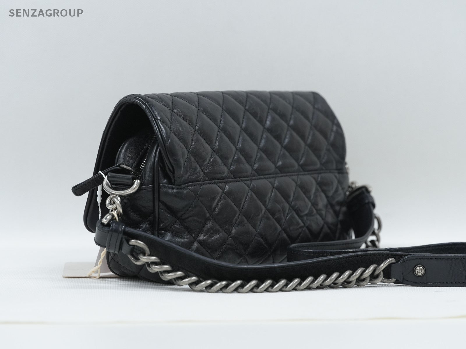CHANEL Classic Flap MM Oil waxed leather Chain Shoulder bag Black Silver Classic