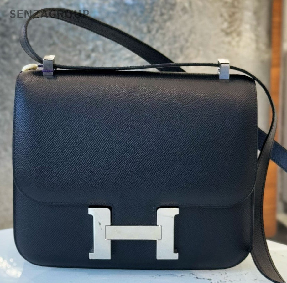 Hermes Constance 2Way Shoulder Bag Crossbody Black Silver Used Women Classic