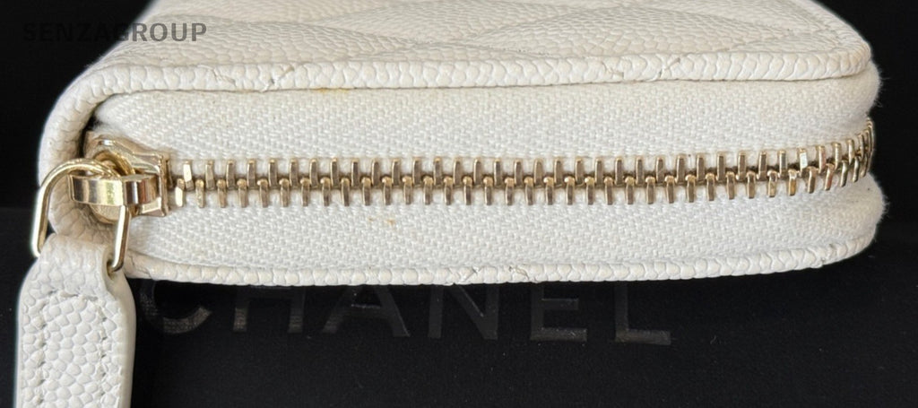 Chanel 25B Long Wallet White Gold Used Women Classic Diamond