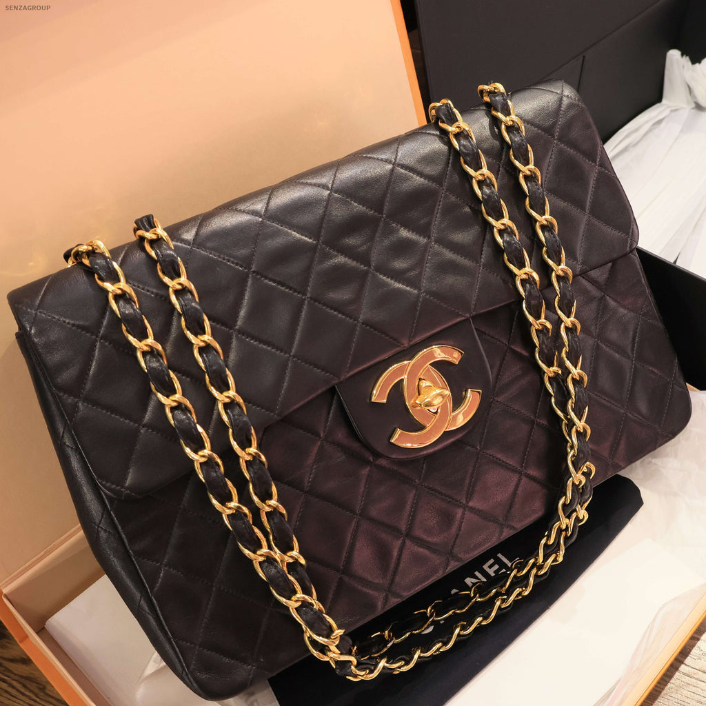 Chanel Classic Flap Black Gold Quilted Chain Shoulder Bag