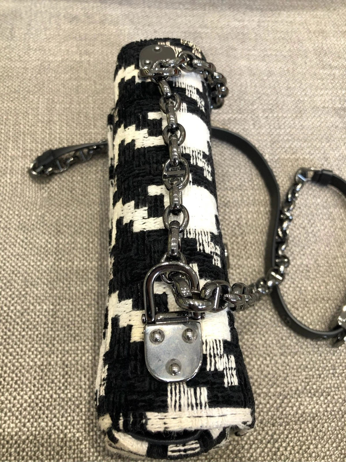 Dior Caro Houndstooth Canvas Shoulder Bag For Women
