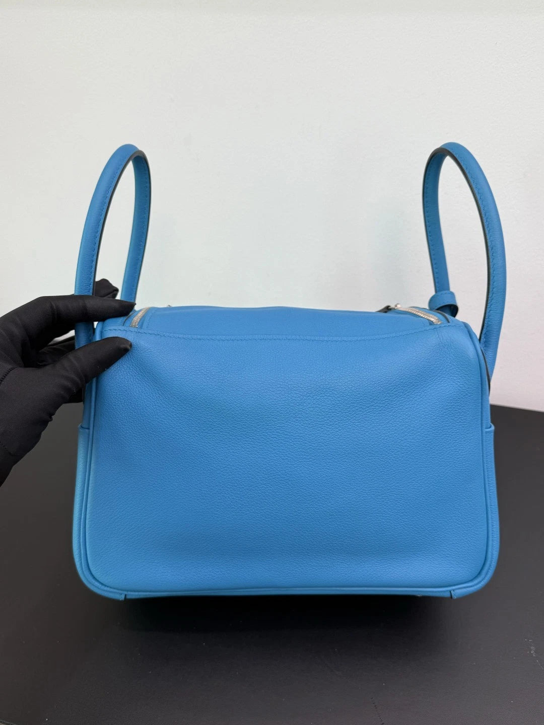 Hermes Lindy26 Evercolor Leather Blue Handbag Shoulder Bag Silver Hardware