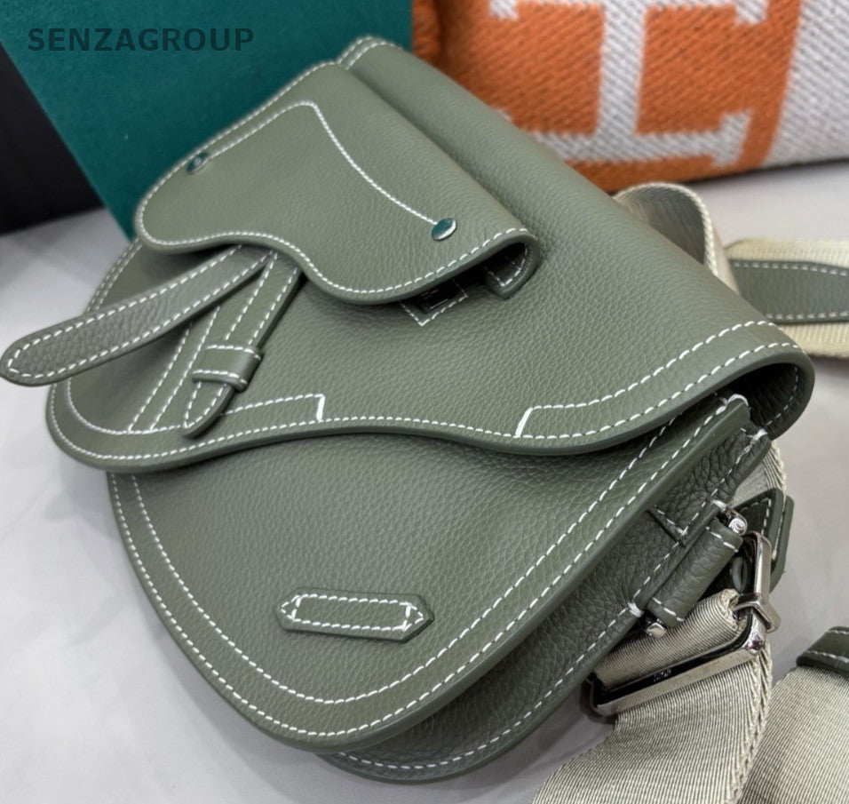 Christian Dior Saddle 2Way Shoulder Bag Crossbody Green Silver Unisex Adults