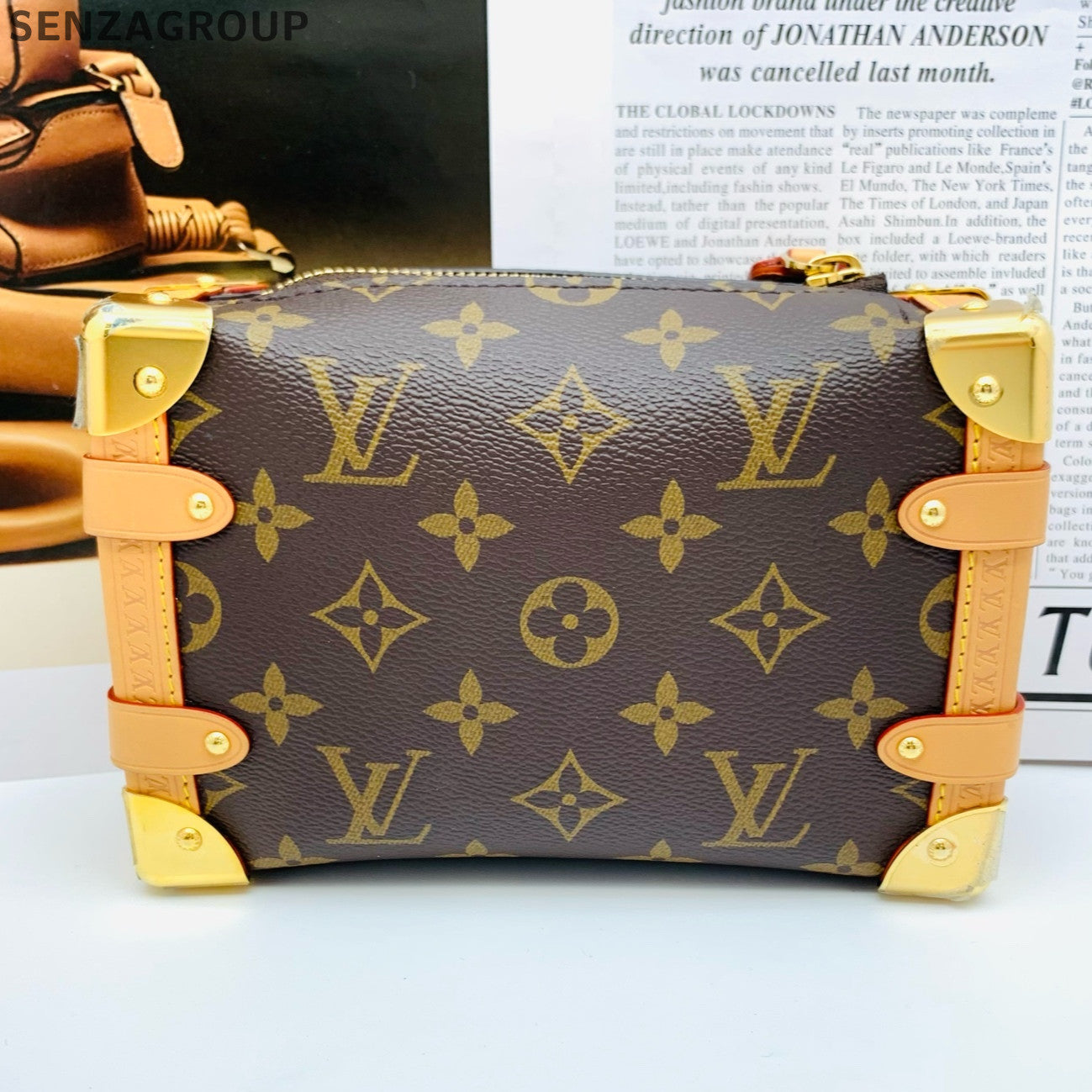 Louis Vuitton Soft Trunk Small Monogram Shoulder Crossbody Bag Brown Gold