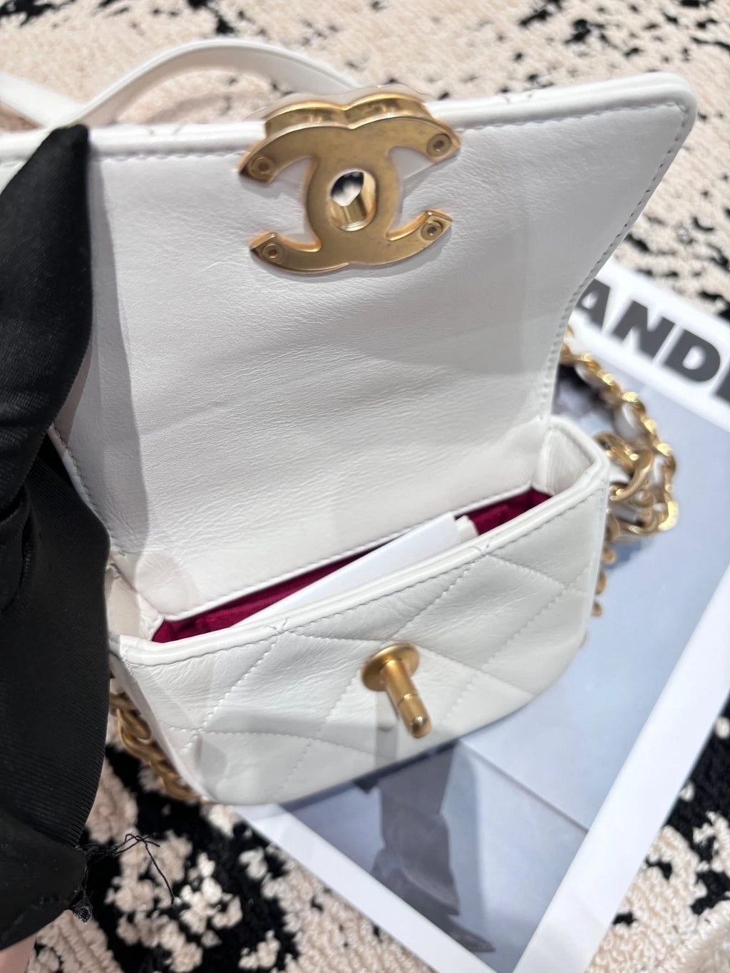 CHANEL White Mini Square Flap Crossbody Bag For Women