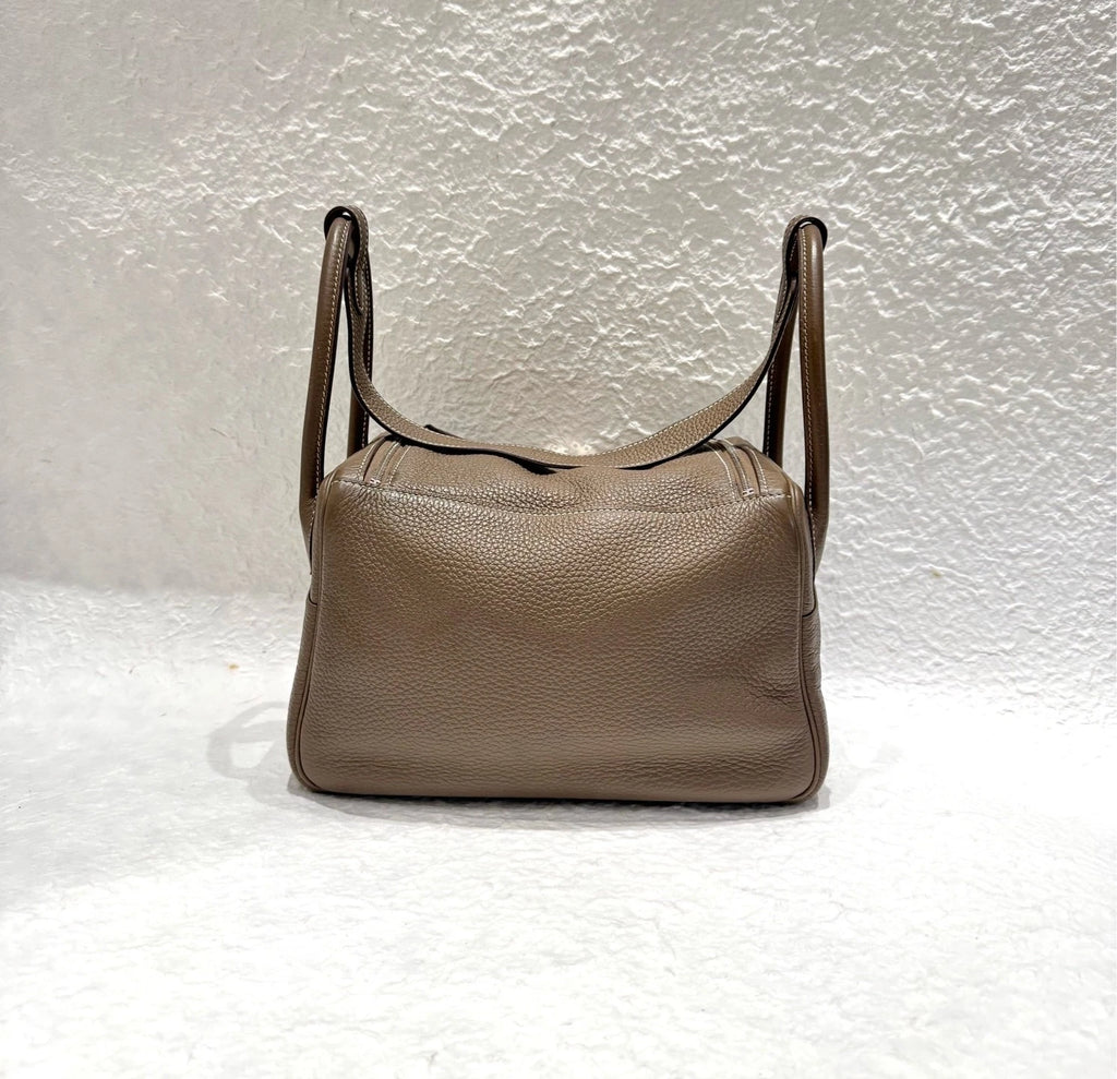 Hermes Lindy26 Grey Silver Hardware Leather Handbag For Women