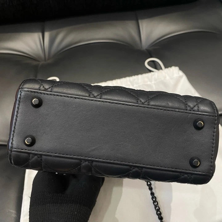 Dior Lady Dior Black Crossbody Top Handle Excellent