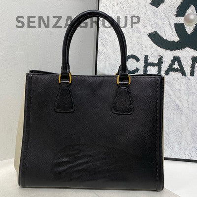 Prada Saffiano Black White Tote Bag - Classic Women's Handbag