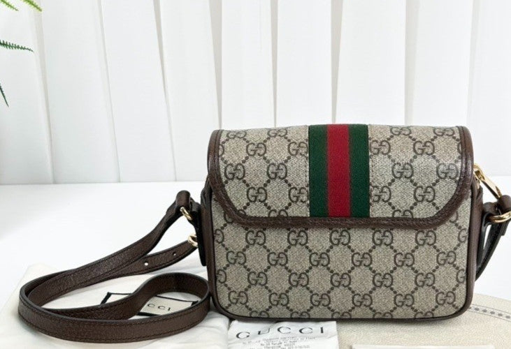 GUCCI Ophidia GG Supreme Canvas 2ways Shoulder Crossbody Bag Brown Women