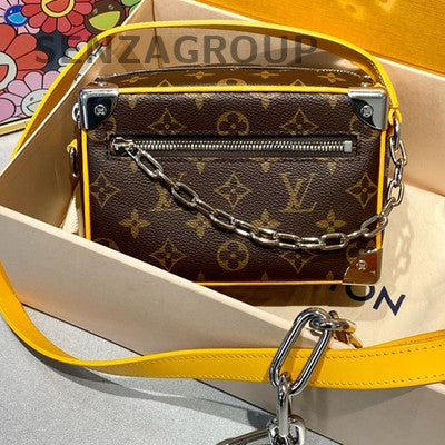 Louis Vuitton Monogram Soft Trunk Bag Brown Silver Chain Women's Crossbody