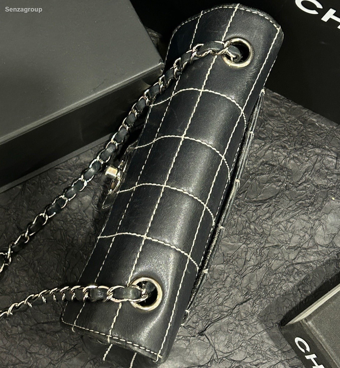 Chanel Classic Flap Calfskin Mini Chain Shoulder Bag Crossbody Black Women