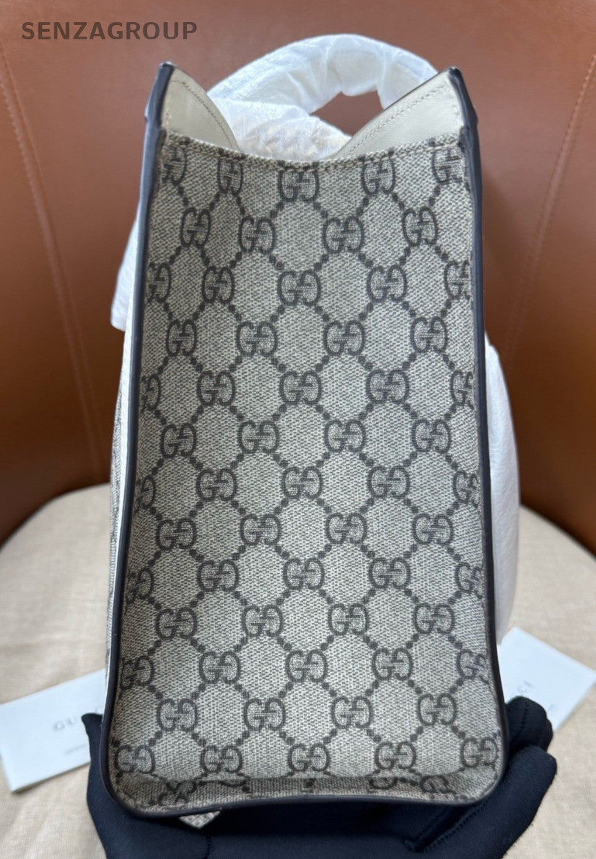 GUCCI Padlock MM Tote Handbag Shoulder Bag White Gold Women Classic Designer