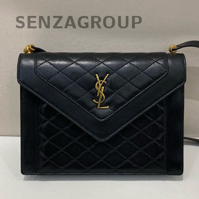 YSL Gaby Lambskin Envelope Shoulder Bag Black Gold Small Classic