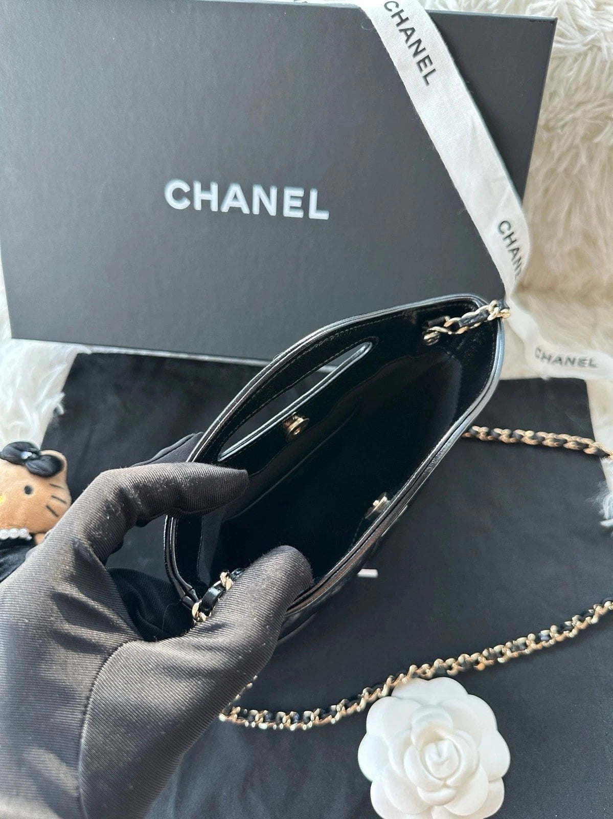 CHANEL 31bag Nano Black Gold Handbag Crossbody Shoulder Bag Women