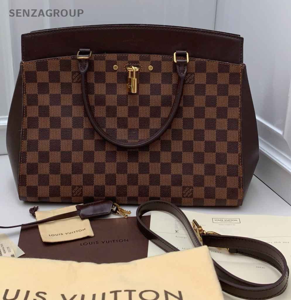 Louis Vuitton Damier 2Way Top Handle Bag Shoulder Bag Brown Gold Women Classic