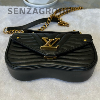 Louis Vuitton Pochette Accessoires Black Gold Chain Crossbody Bag