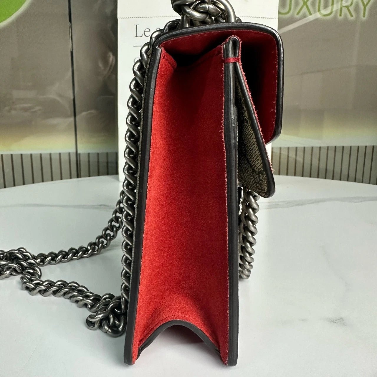 GUCCI Dionysus Small Red Leather Chain Shoulder Bag For Women