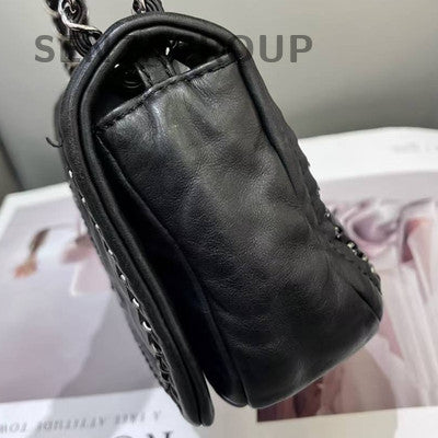 Chanel Classic Black Silver Chain Shoulder Bag