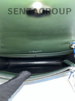 Saint Laurent Green Small WOC Fringe Leather Chain Crossbody Bag