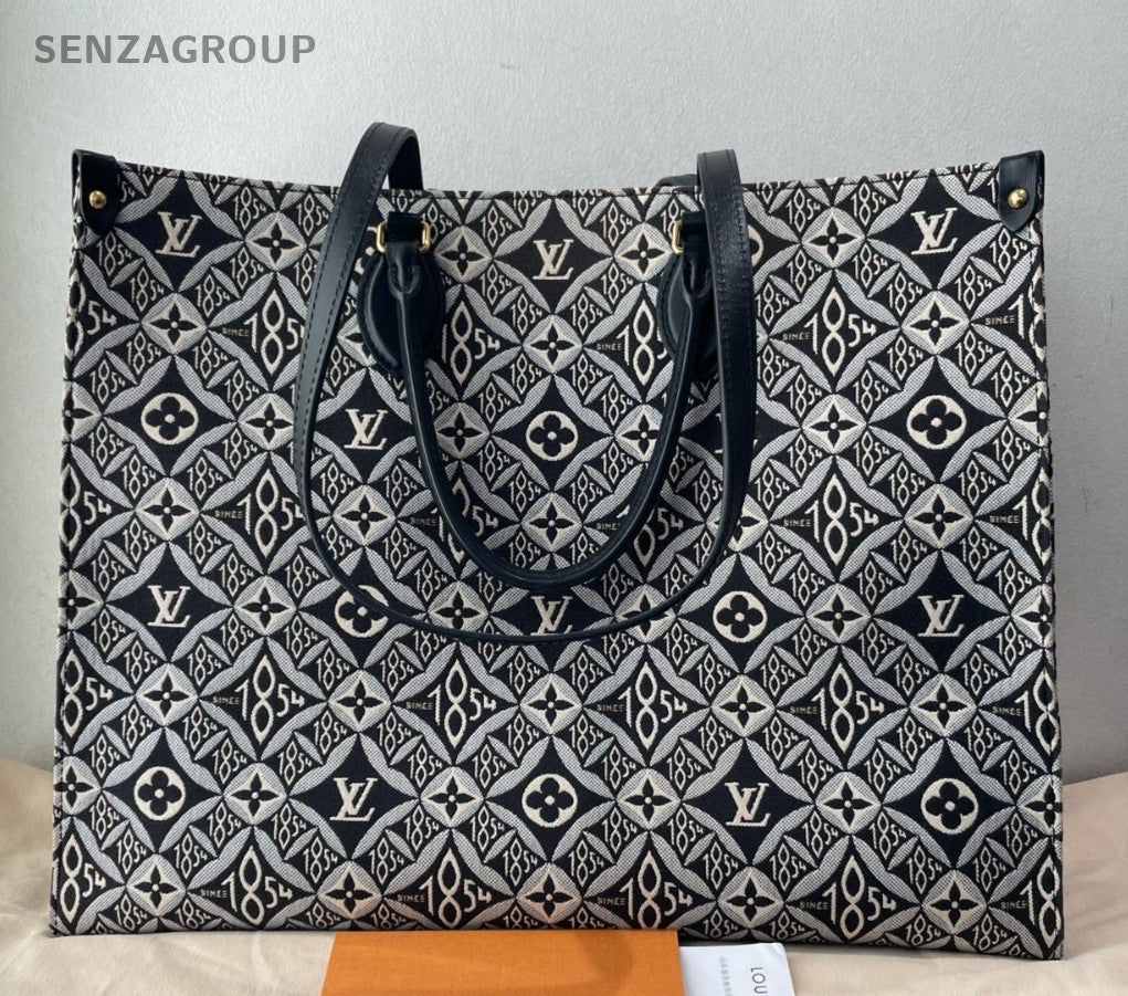 Louis Vuitton Onthego GM Tote Handbag Black Gold Used Women Classic