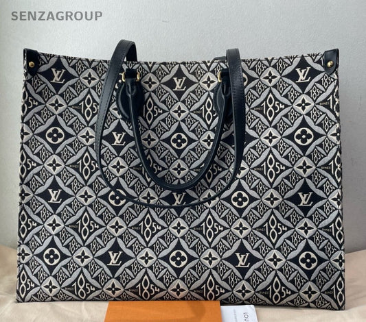 Louis Vuitton Onthego GM Tote Handbag Black Gold Used Women Classic