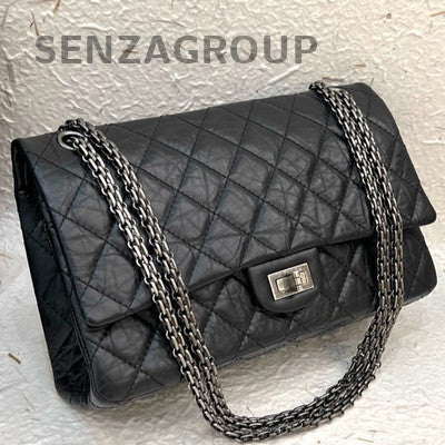 Chanel Black Silver Medium Classic Flap Bag with Chain Strap