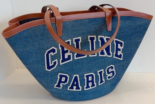 CELINE Couffin Denim Logo tote Shoulder bag Almost Brand NEW Women