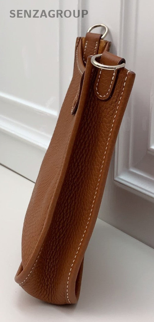 HERMES Evelyne Mini Shoulder Bag Crossbody Brown Silver Used Women Classic