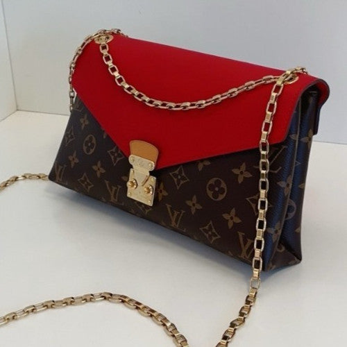Louis Vuitton Pallas Chain Monogram Shoulder Crossbody Bag Red  Almost Brand New