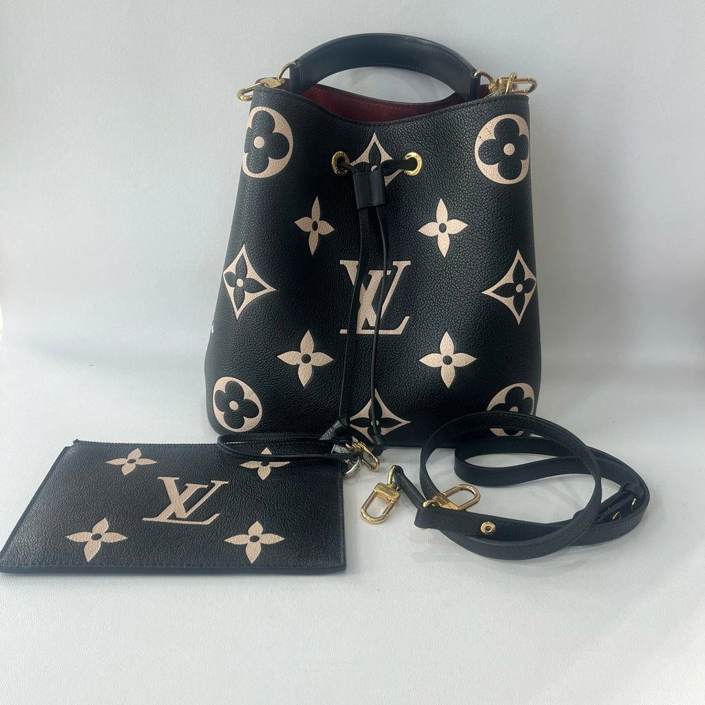 Louis Vuitton Black White Monogram Bucket Bag For Women