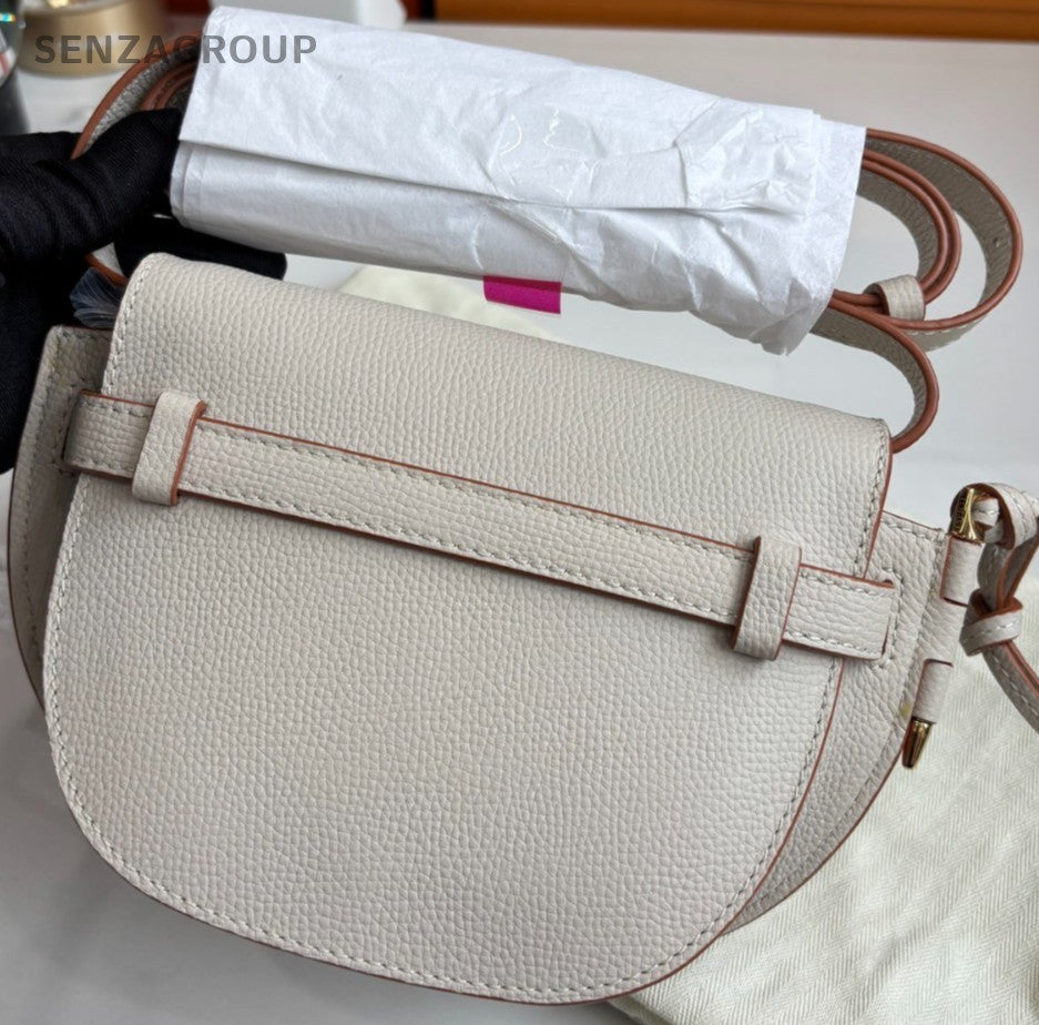 Loewe Mini Gate Calfskin Shoulder Crossbody Bag Oatmeal Women