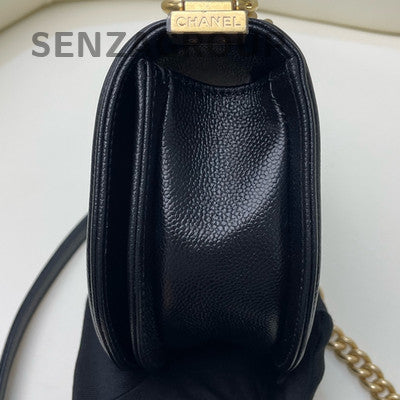 Chanel Black Caviar Leather Leboy Flap Bag Chain Shoulder Crossbody