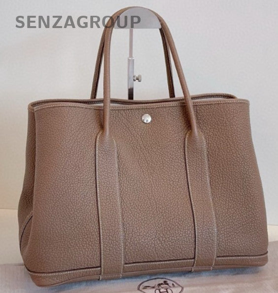 Hermes Garden Party Negonda Top Handle Bag Gray Silver Used Women Classic