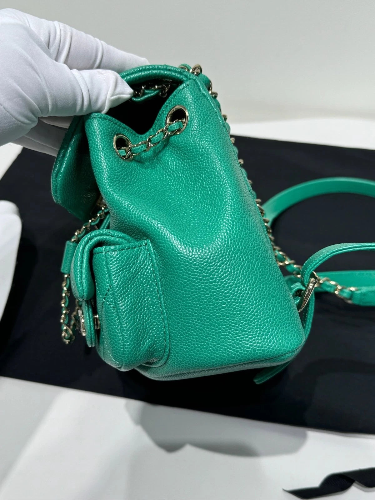 CHANEL Mint Green Grained Leather Small Duma Backpack For Women