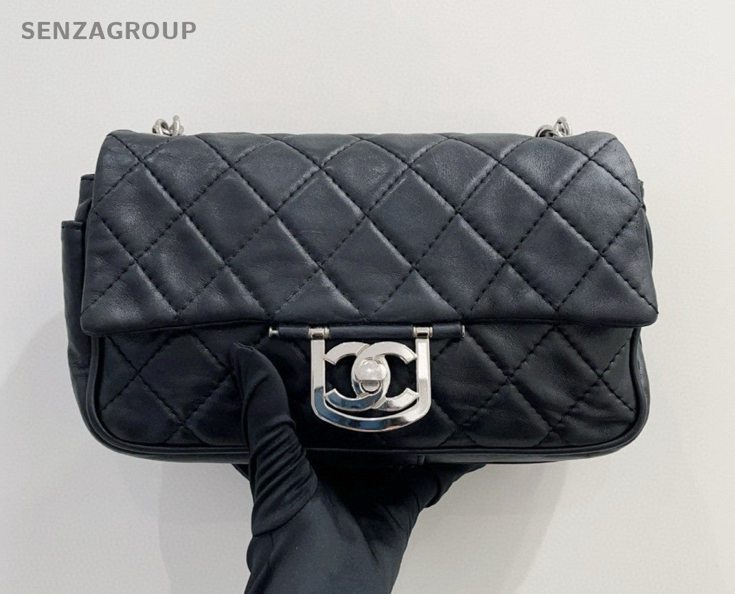 CHANEL Classic Flap MM Edinburgh Limited Edition Shoulder bag Black Silver