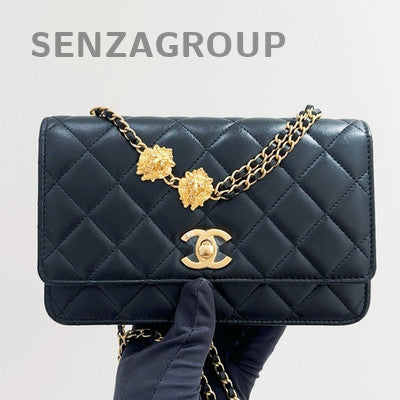 Chanel Black Gold Lambskin WOC Chain Shoulder Crossbody Bag Classic