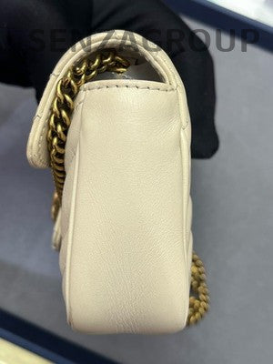 Gucci Marmont Mini White Chain Shoulder Bag with Gold Hardware
