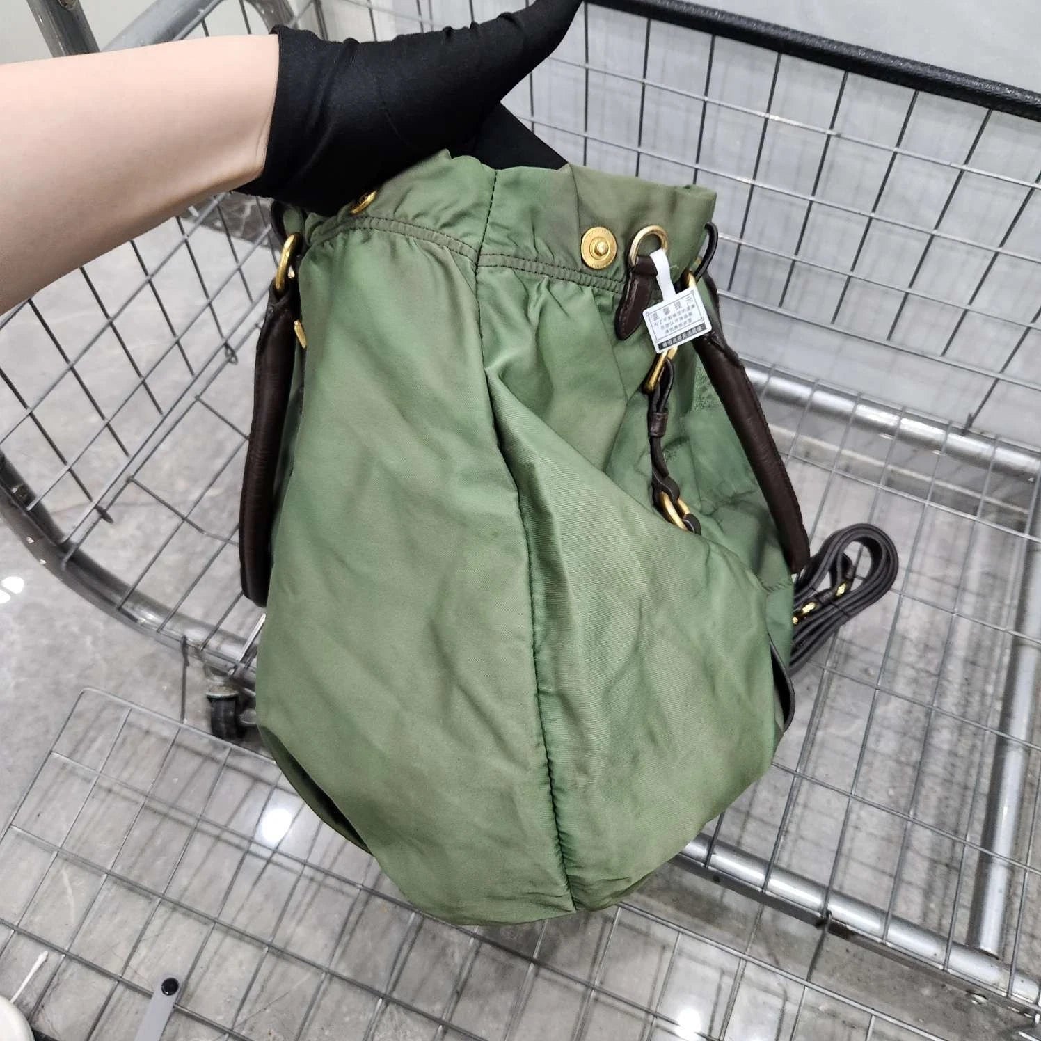 Prada Green Nylon Tote Handbag Shoulder Crossbody For Women