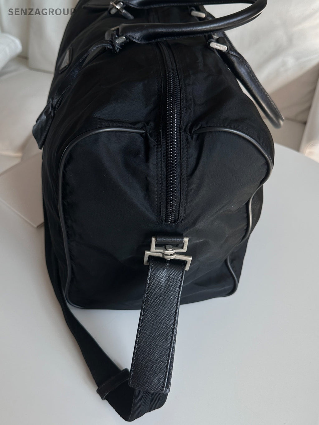 Prada Travel Bag Top Handle Shoulder Crossbody Bag Black Unisex Adults
