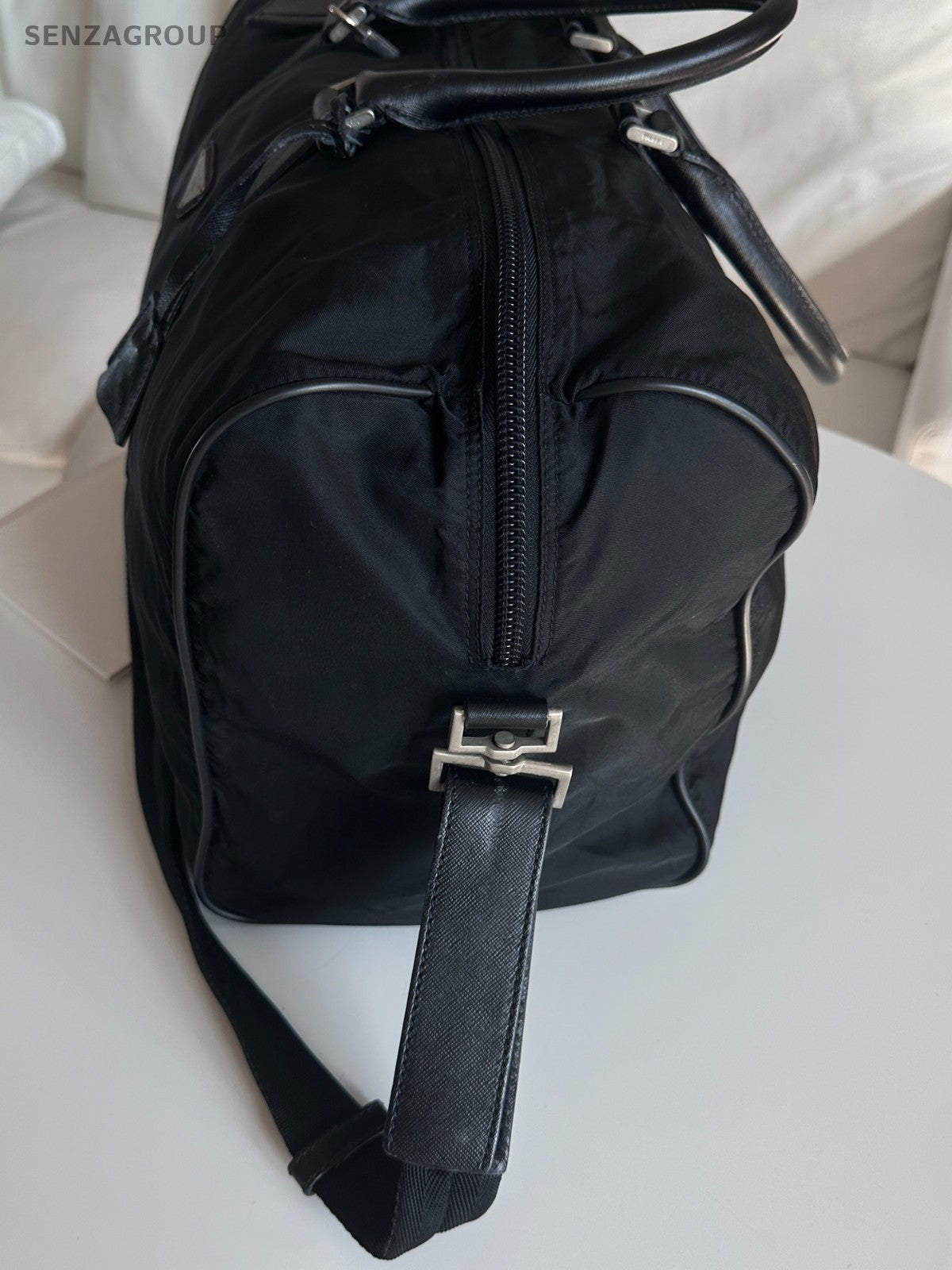 Prada Travel Bag Top Handle Shoulder Crossbody Bag Black Unisex Adults