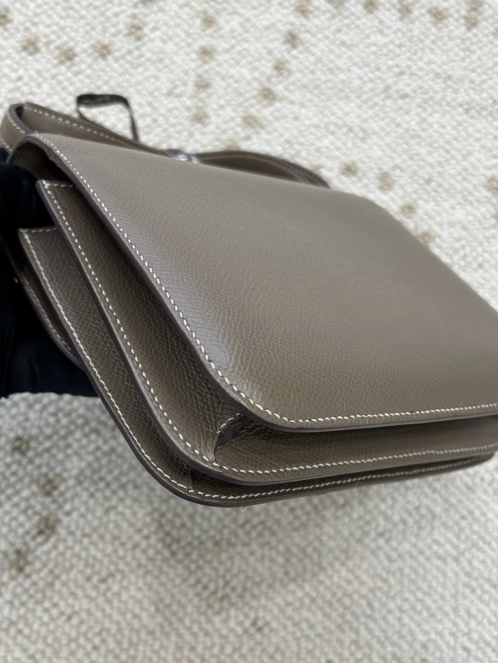 Hermes Constance19 Epsom Leather Shoulder Bag Crossbody Gray Gold Women