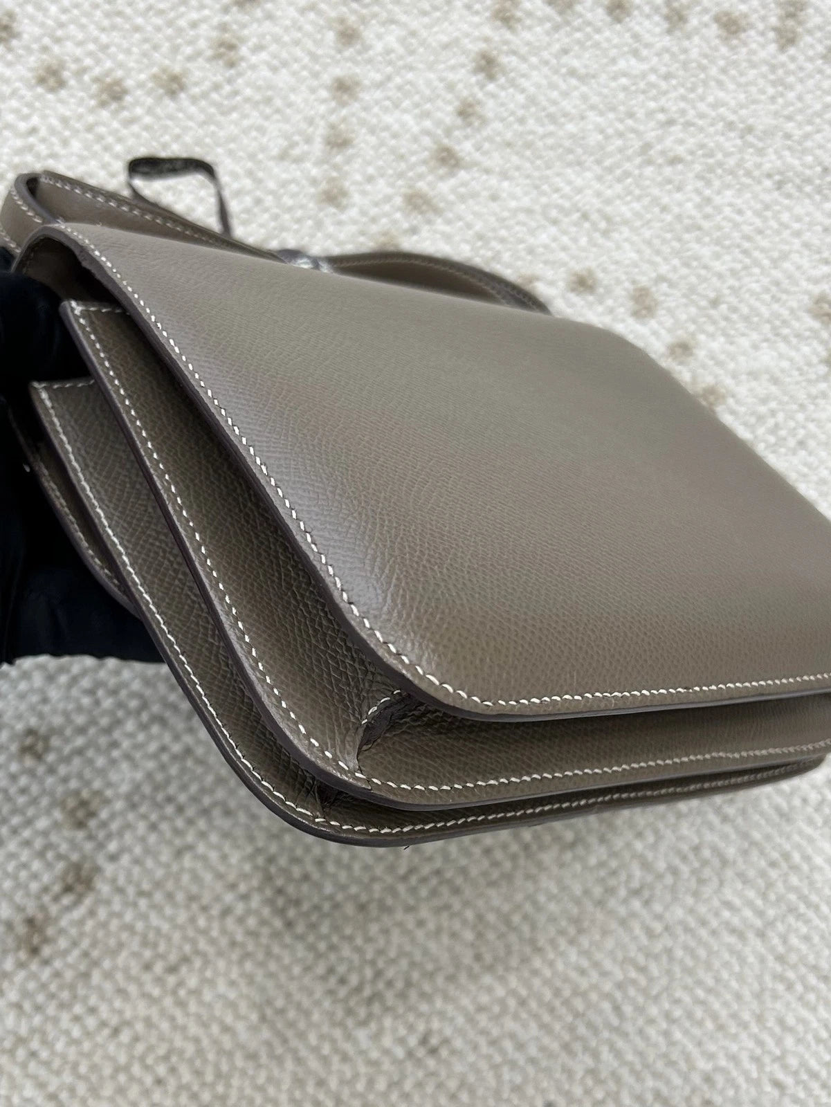 Hermes Constance19 Epsom Leather Shoulder Bag Crossbody Gray Gold Women