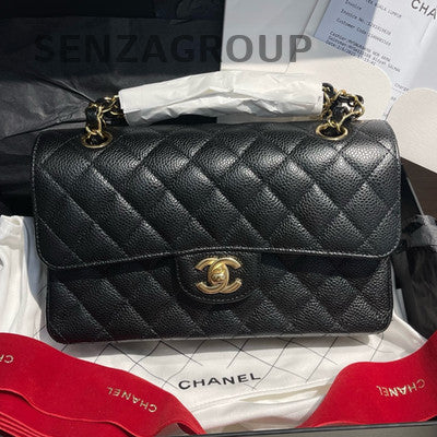 Chanel Black Caviar Small Classic Flap Bag Chain Shoulder Crossbody